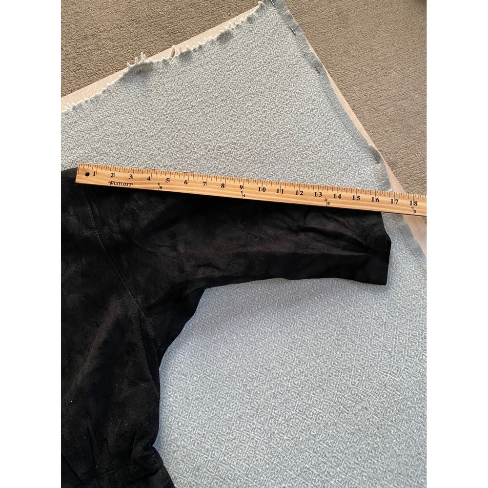 G-III Leather Designs Vintage BLK Suede Peplum Open Back Midi Dress Womens 11/12 - Picture 4 of 11